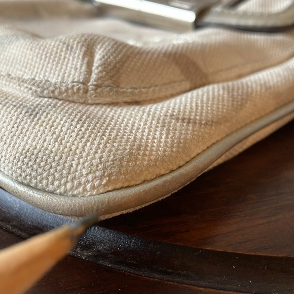 Coach:Cream/Beige/Gray Swing Crossbody Bag-Adjustable Strap-wet look-Silver tone - Picture 10 of 16